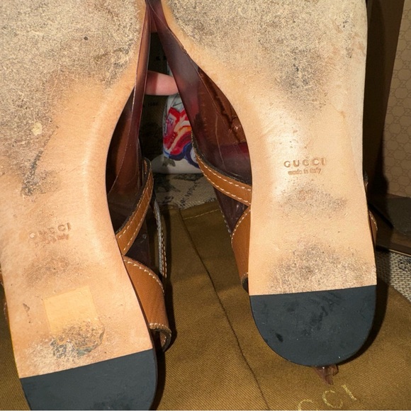 Gucci Horsebit Brown Leather Ankle Strap Thong Flat Sandals Size 36 - Picture 11 of 16